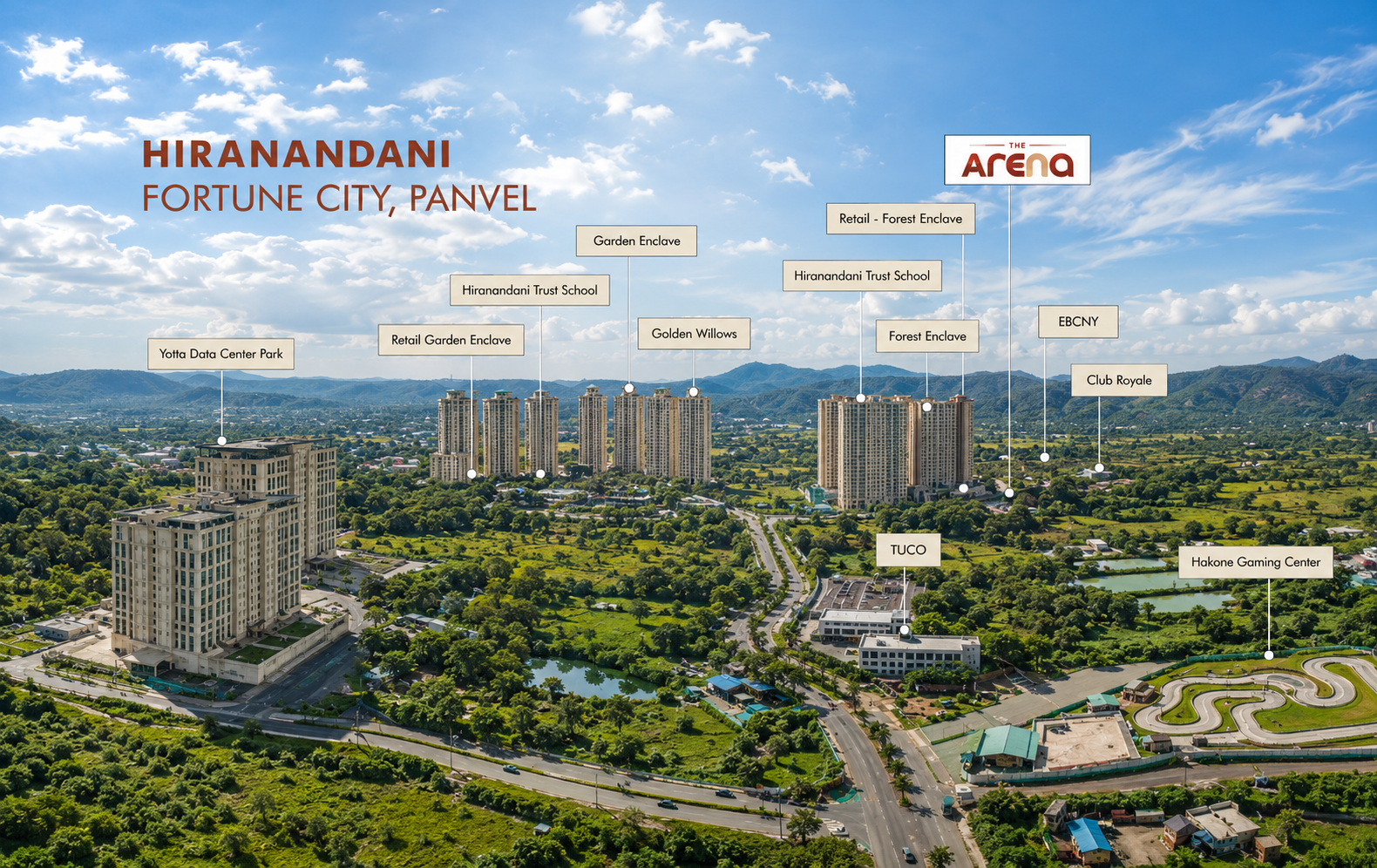 The Arena's position within Hiranandani Fortune City, Panvel